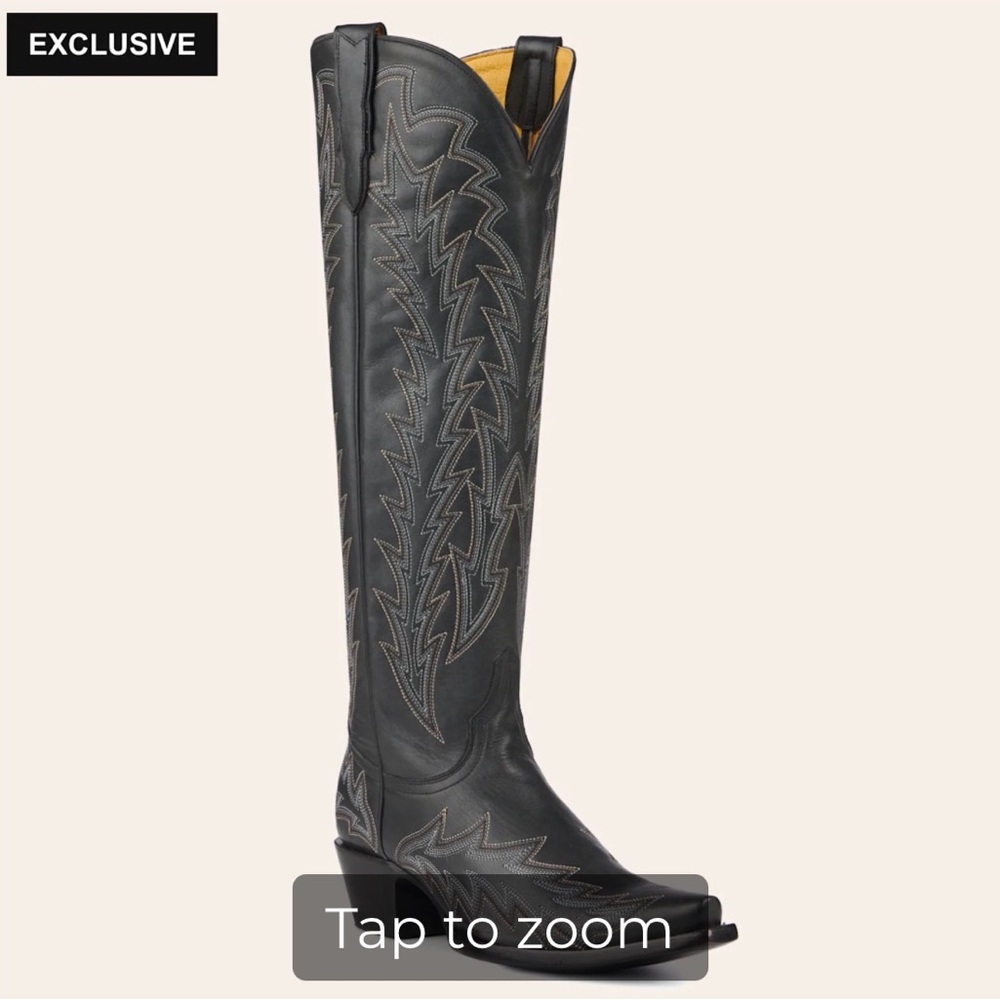 JRC & Sons Nancy Black Snip Toe Tall Western Boots